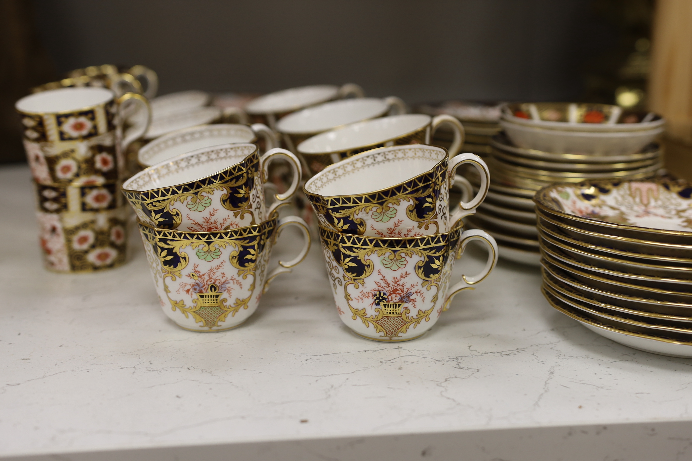 A collection of Royal Crown Derby tea and coffee wares to include a tray